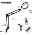 YOUKUKE Flexible Arm Desk Lamp LED Ring Dimmable Light for Reading with Metal Clamp Black