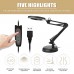 YOUKUKE Flexible Arm Desk Lamp LED Ring Dimmable Light for Reading with Metal Clamp Black