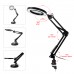 YOUKUKE Flexible Arm Desk Lamp LED Ring Dimmable Light for Reading with Metal Clamp Black