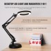 YOUKUKE Flexible Arm Desk Lamp LED Ring Dimmable Light for Reading with Metal Clamp Black