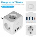 YOUKUKE 7in1 3-Way 4000W/16A Multi Plug Extension EU Cube Wall Socket Plug Adapter