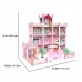 YOUKUKE Dollhouse - 4 Tier 11 Rooms Pink DIY Role Play Playset with RGB LED Strip Light