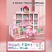 YOUKUKE Dollhouse - 4 Tier 11 Rooms Pink DIY Role Play Playset with RGB LED Strip Light