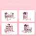 YOUKUKE Dollhouse - 4 Tier 11 Rooms Pink DIY Role Play Playset with RGB LED Strip Light