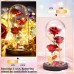 YOUKUKE 3 Eternally Preserved Red Rose Artificial Flower in Dome Glass