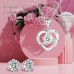 YOUKUKE Ewige Echte Rose mit Herz Halskette und Ohrringe aus 925 Sterlingsilber