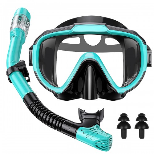 YOUKUKE Snorkel Set Adults Snorkeling Gear Anti-Fog Panoramic View Swim Mask Dry Top Snorkel Kit 